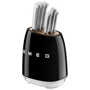 Smeg Stainless Steel 6-Piece Knife Block Set (KBSF02BL) - Black