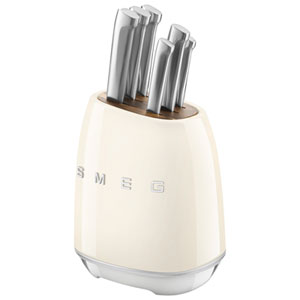 Smeg Stainless Steel 6-Piece Knife Block Set (KBSF02CR) - Cream