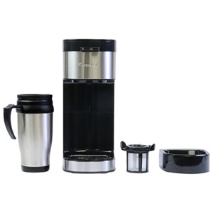 Kenmore Single-Serve Coffee Maker & Stainless Steel Travel Mug- Black