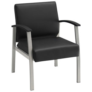 TygerClaw Ergonomic Low-Back Faux Leather Guest Office Chair with Armrests - Black