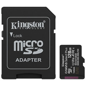 Kingston Canvas Select Plus 128 Go 150 Mo/s Carte mémoire microSD UHS-I avec Adaptateur SD