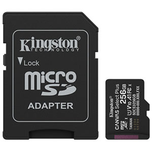 Kingston Canvas Select Plus 256GB 150MB/s microSD UHS-I Memory Card with SD Adapter