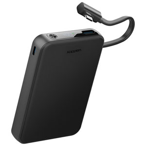 Kopplen 10000 mAh 20W Fast Charging USB-A & Dual USB-C PD Power Bank with Built-In Cable - Black