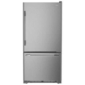 KitchenAid 33" 22.1 Cu. Ft. Bottom Freezer Refrigerator with LED Lighting (KRBR133SPS) - PrintShield Stainless