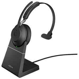 Jabra Evolve2 65 Mono Wireless Headset with Microphone & Desk Stand - Black