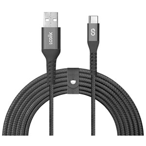 LOGiiX Vibrance XL 3m (9.84 ft.) Braided USB-A to USB-C Cable (LGX-14086) - Black
