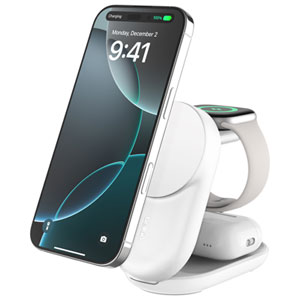 Belkin 3-in-1 25W Qi2 Wireless Charging Station with MagSafe - White