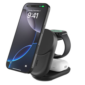 Belkin 3-in-1 25W Qi2 Wireless Charging Station with MagSafe - Black