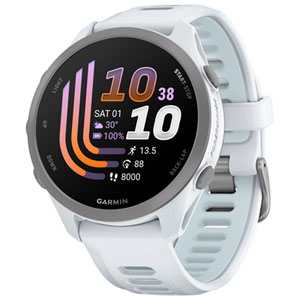Garmin Forerunner 170 Music AMOLED Bluetooth GPS Running Smartwatch - White / Cloud Blue