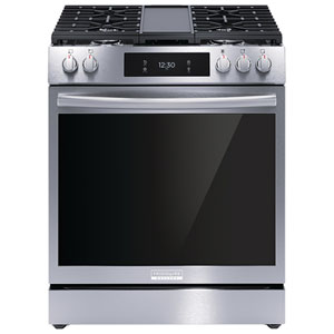 Frigidaire Gallery 30" 6.0 Cu. Ft. True Convection 5-Burner Slide-In Gas Range (GCFG3060BF) - Stainless Steel