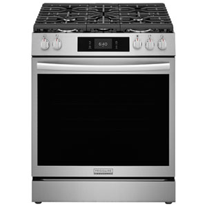 Frigidaire Gallery 30" 5.1 Cu. Ft. True Convection 5-Burner Slide-In Gas Range (GCFG3059BF) - Stainless Steel