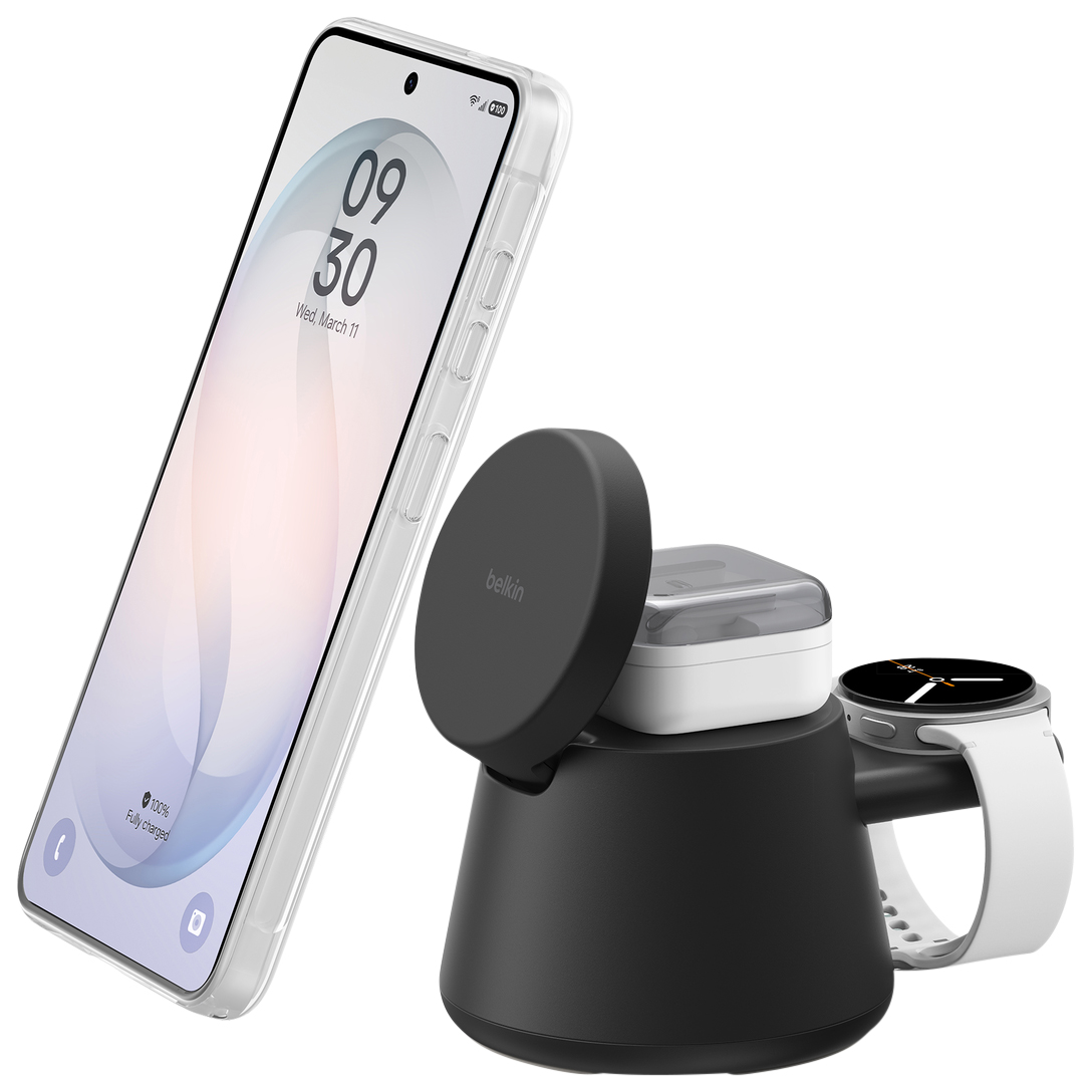 Belkin UltraCharge 3-in-1 25W Qi2 Wireless Magnetic Charging Stand - Black