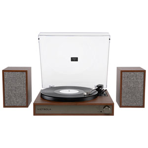Victrola Harmony Belt Drive Turntable with Speakers - Walnut