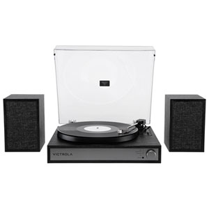 Victrola Harmony Belt Drive Turntable with Speakers - Black