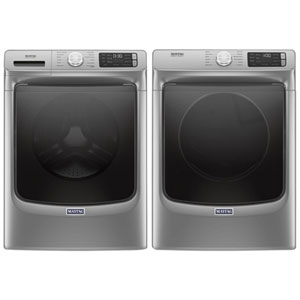 Maytag 5.5 Cu. Ft. HE Front Load Steam Washer & 7.4 Cu. Ft. Electric Steam Dryer - Metallic Slate