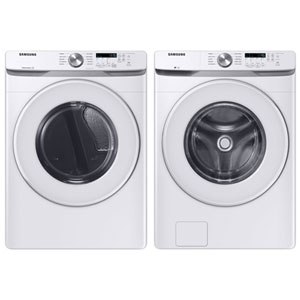 Samsung 5.2 Cu. Ft. HE Self Clean Front Load Washer & 7.5 Cu. Ft. Sensor Dry Electric Dryer Energy Star - White