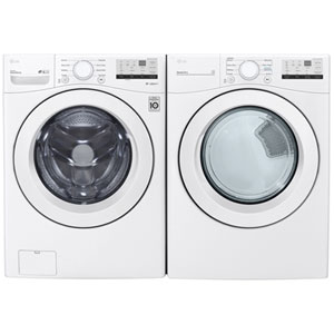 LG 5.2 Cu. Ft. High Efficiency Front Load Washer & 7.4 Cu. Ft. Electric Dryer - Energy Star- White