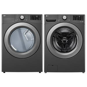 LG 5.8 Cu. Ft. Front Load Washer & 7.4 Cu. Ft. Sensor Dry Electric Dryer - Energy Star- Middle Black - Only at Best Buy