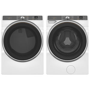 Whirlpool 7.4 Cu. Ft. Gas Steam Dryer & 5.0 Cu. Ft. Front Load Steam Washer- White
