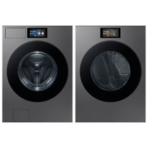 Samsung Bespoke 6.1 Cu. Ft.He AI Front Load Steam Washer & 7.6 Cu. Ft. Electric Steam Opti Dry -Energy Star- Dark Steel