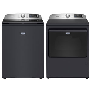 Maytag 6.0 Cu. Ft. High Efficiency Top Load Washer & 7.4 Cu. Ft. Electric Dryer - Midnight Steel