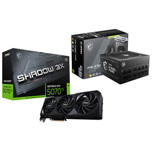 MSI GeForce RTX 5070 Ti Shadow 3x OC 16GB GDDR7 Video Card & 80 Plus Gold 750W Fully Modular ATX 3.0 Power Supply