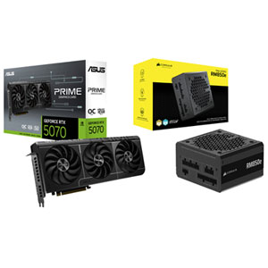 ASUS Prime GeForce RTX 5070 OC 12GB GDDR7 Video Card & Corsair RMe Series 850-Watt ATX Modular Power Supply