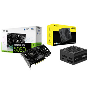 PNY NVIDIA GeForce RTX 5050 8GB Dual Fan 8GB GDDR6 Video Card & Corsair RMe Series 850-Watt ATX Modular Power Supply