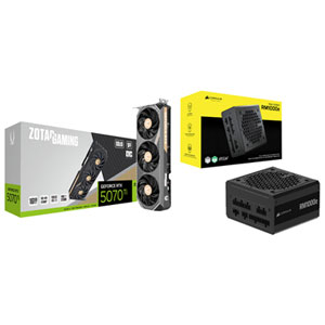 ZOTAC Gaming GeForce RTX 5070 Ti Solid SFF OC 16GB GDDR7 Video Card & Corsair RMe Series 1000-Watt ATX Modular Power Supply