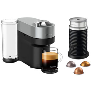 Nespresso Vertuo Pop+ Deluxe Coffee & Espresso Machine by Breville with Aeroccino Milk Frother -Titan/Black