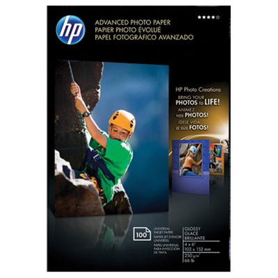 Image of HP 100-Sheets 4   x 6   Advanced Glossy Photo Paper