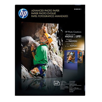 Image of HP 60-Sheet 5   x 7   Advanced Glossy Photo Paper