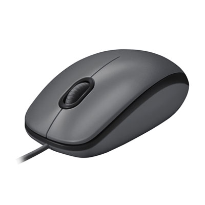 Image of Logitech M100 Wired Optical Ambidextrous Mouse for PC - Charcoal