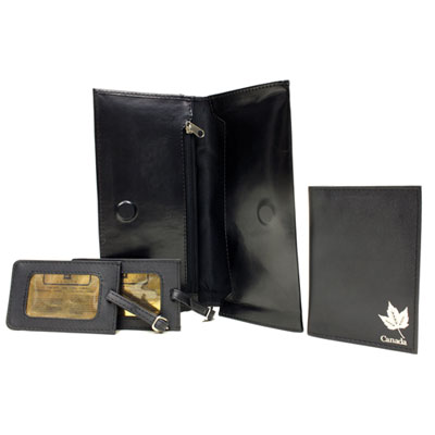 Image of Ashlin Canadiana Leather Travel Kit - Black
