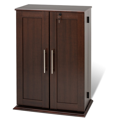 33.3" 11-Shelf Media Storage Cabinet - Espresso Brown Very well organized cabinet and really helpful in organizing a lot of DVD's and the clutter of my DVD's has been eliminated and have been given many compliments how nice it looks with the rest of my funiture