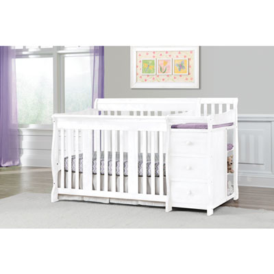 Image of Storkcraft Portofino 4-In-1 Fixed Side Convertible Crib Changer-White