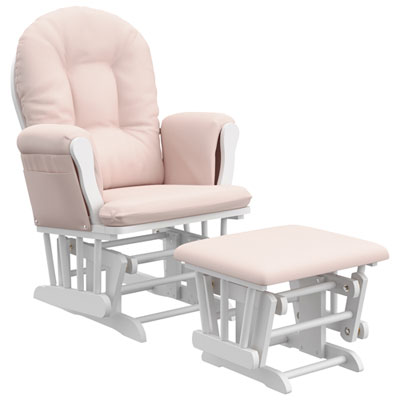 Image of Storkcraft Hoop Glider and Ottoman Set - White/Pink