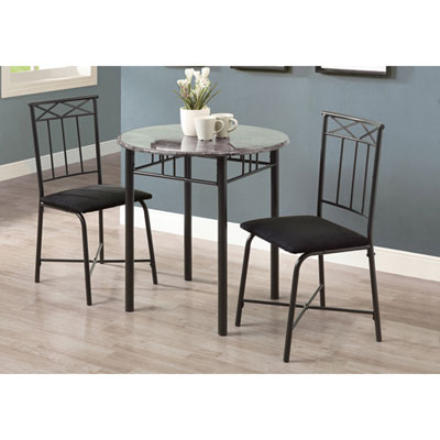 Image of Transitional 3-Piece Bistro Set - Grey/ Charcoal