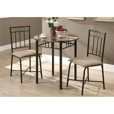 Image of Transitional 3-Piece Bistro Set - Cappuccino/ Bronze
