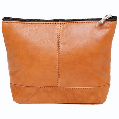 Image of Ashlin Top Zippered Cosmetic Bag - Medium - Camel Brown