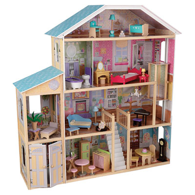 KidKraft Majestic Mansion Dollhouse The "furniture" would accommodate a figure the size of a Barbie doll