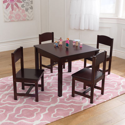 Image of KidKraft Farmhouse Table & 4-Chair Set - Espresso