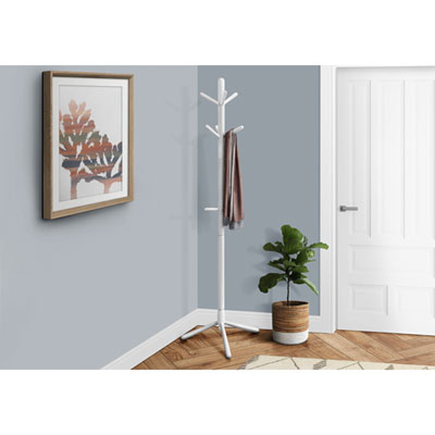 Monarch Solid Wood Coat Rack - White