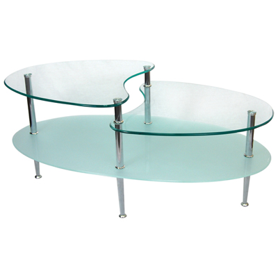 Image of Mariner Glass Oval Coffee Table - Silver