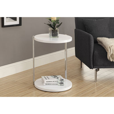 Image of Round Accent Table - White/Chrome