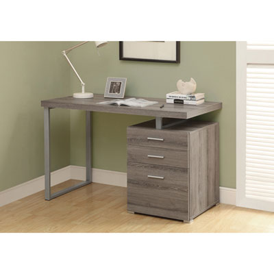 Contemporary Desk with Filing Cabinet - Dark Taupe The table is very spacious, and although it's not solid wood, it feels very strong (and not as heavy as solid wood would be)