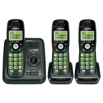 Image of VTech DECT 6.0 3-Handset Cordless Phone With Answering Machine (CS6124-31)