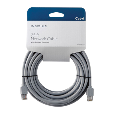 Insignia 7.6m (25 ft.) Cat6 Ethernet Cable - Grey - Only at Best Buy Great cable