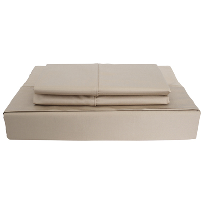 Image of Maholi Bamboo Solid Collection 310 Thread Count Rayon Sheet Set - Queen - Taupe