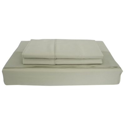 Image of Maholi Bamboo Solid Collection 310 Thread Count Rayon Sheet Set - Queen - Sage